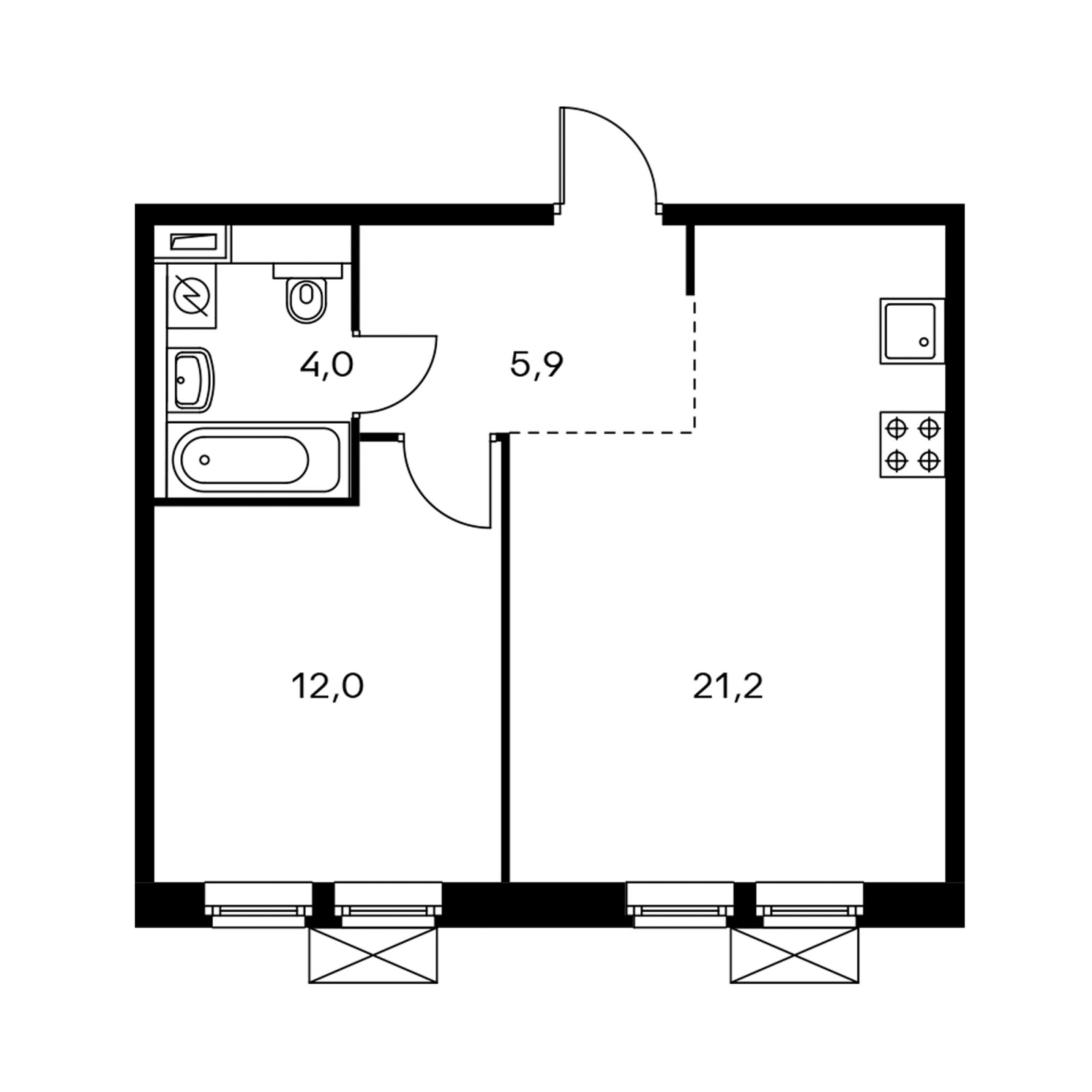 1-комнатная квартира с полной отделкой, 42.4 м2, 7 этаж, дом сдан, ЖК Мякинино парк, корпус 2.1 - объявление 2322783 - фото №1