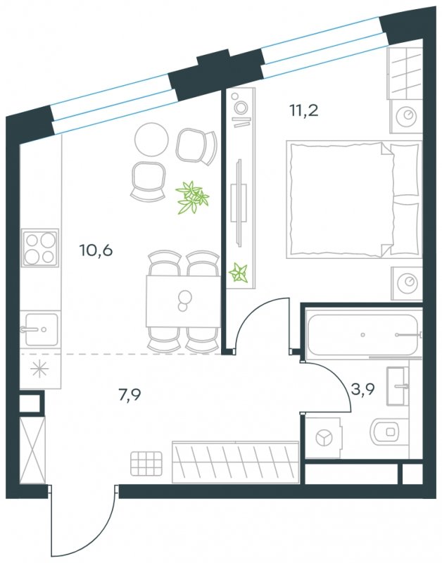 1-комнатная квартира без отделки, 33.6 м2, 21 этаж, сдача 4 квартал 2023 г., ЖК Level Нагатинская, корпус С - объявление 1699534 - фото №1