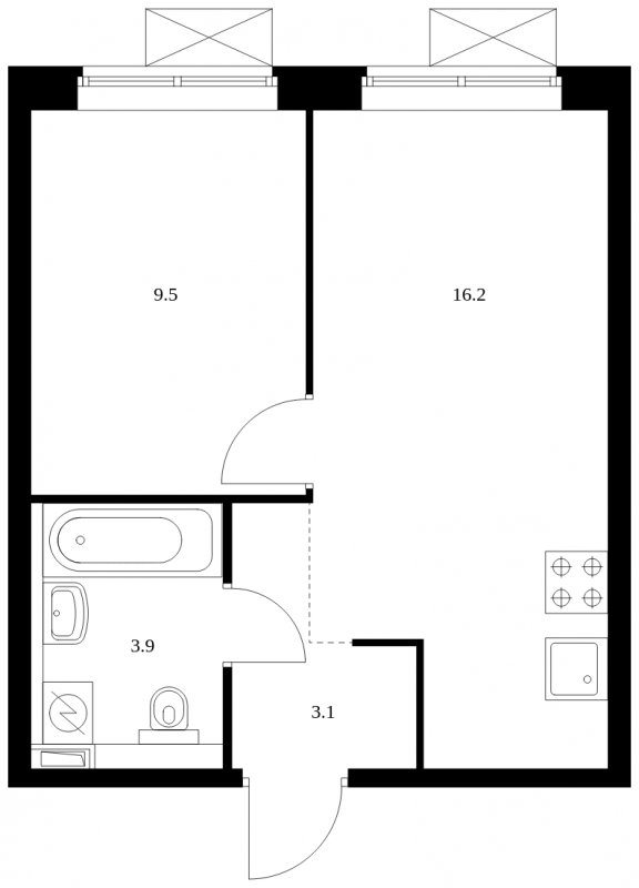 1-комнатная квартира с полной отделкой, 32.7 м2, 20 этаж, сдача 4 квартал 2023 г., ЖК Новохохловская 15, корпус 4 - объявление 1685010 - фото №1
