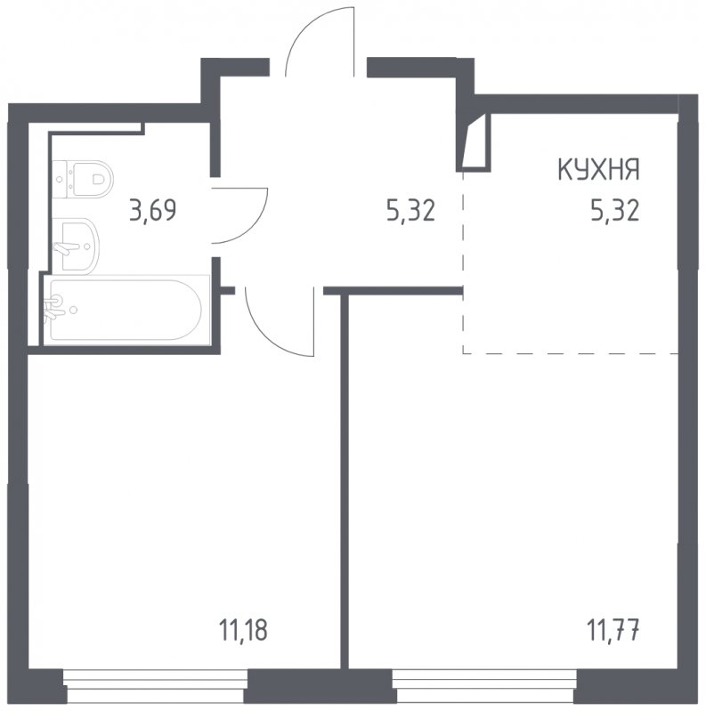 2-комнатная квартира с полной отделкой, 37.28 м2, 11 этаж, сдача 4 квартал 2023 г., ЖК Остафьево, корпус 11.2 - объявление 1744625 - фото №1
