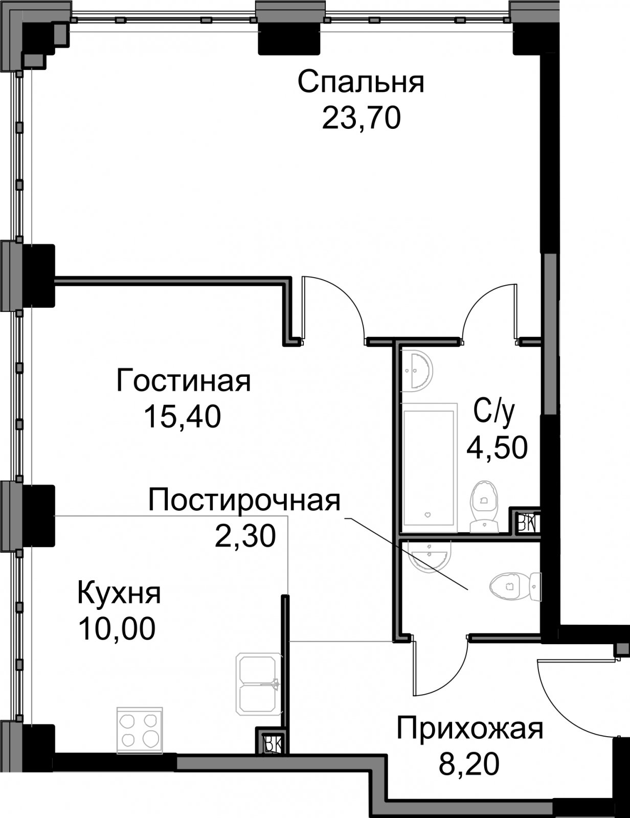 2-комнатная квартира без отделки, 64.1 м2, 6 этаж, дом сдан, ЖК AFI Park Воронцовский, корпус 4 - объявление 2344835 - фото №1