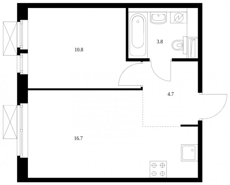 1-комнатная квартира с полной отделкой, 36 м2, 5 этаж, сдача 3 квартал 2023 г., ЖК Середневский лес, корпус 1.2 - объявление 1594624 - фото №1