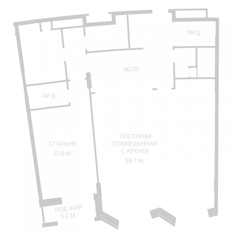2-комнатная квартира (евро) без отделки, 129 м2, 7 этаж, дом сдан, ЖК Сколково Парк, корпус 1 - объявление 1837970 - фото №1