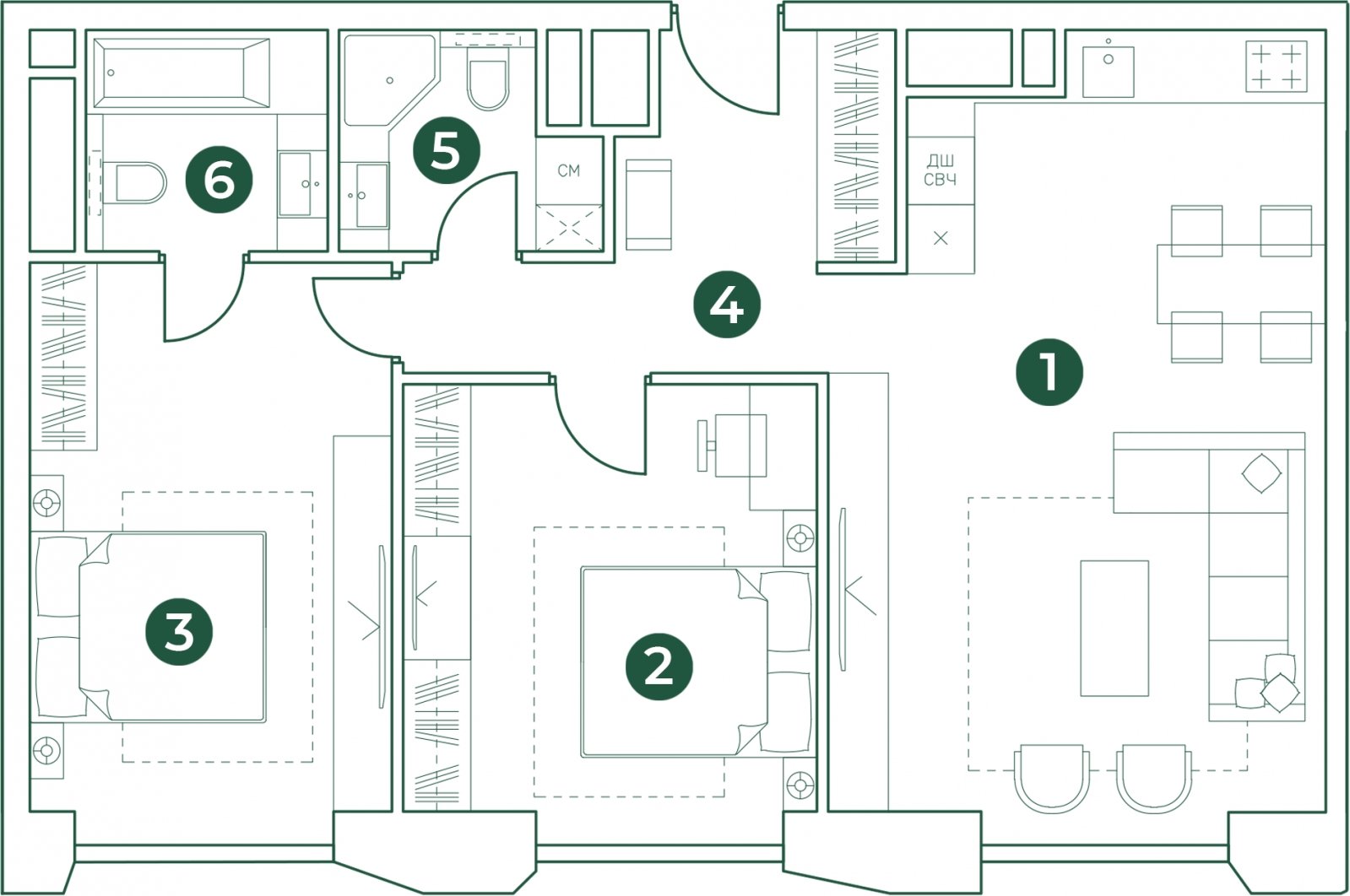 3-комнатная квартира (евро) с полной отделкой, 76.82 м2, 29 этаж, дом сдан, ЖК Эко-квартал VERY, корпус 1 - объявление 2240170 - фото №1