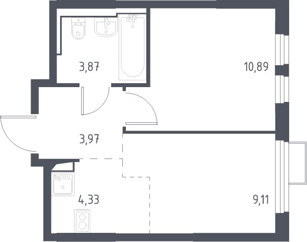 2-комнатная квартира с полной отделкой, 32.2 м2, 14 этаж, сдача 4 квартал 2024 г., ЖК Остафьево, корпус 16 - объявление 2064477 - фото №1