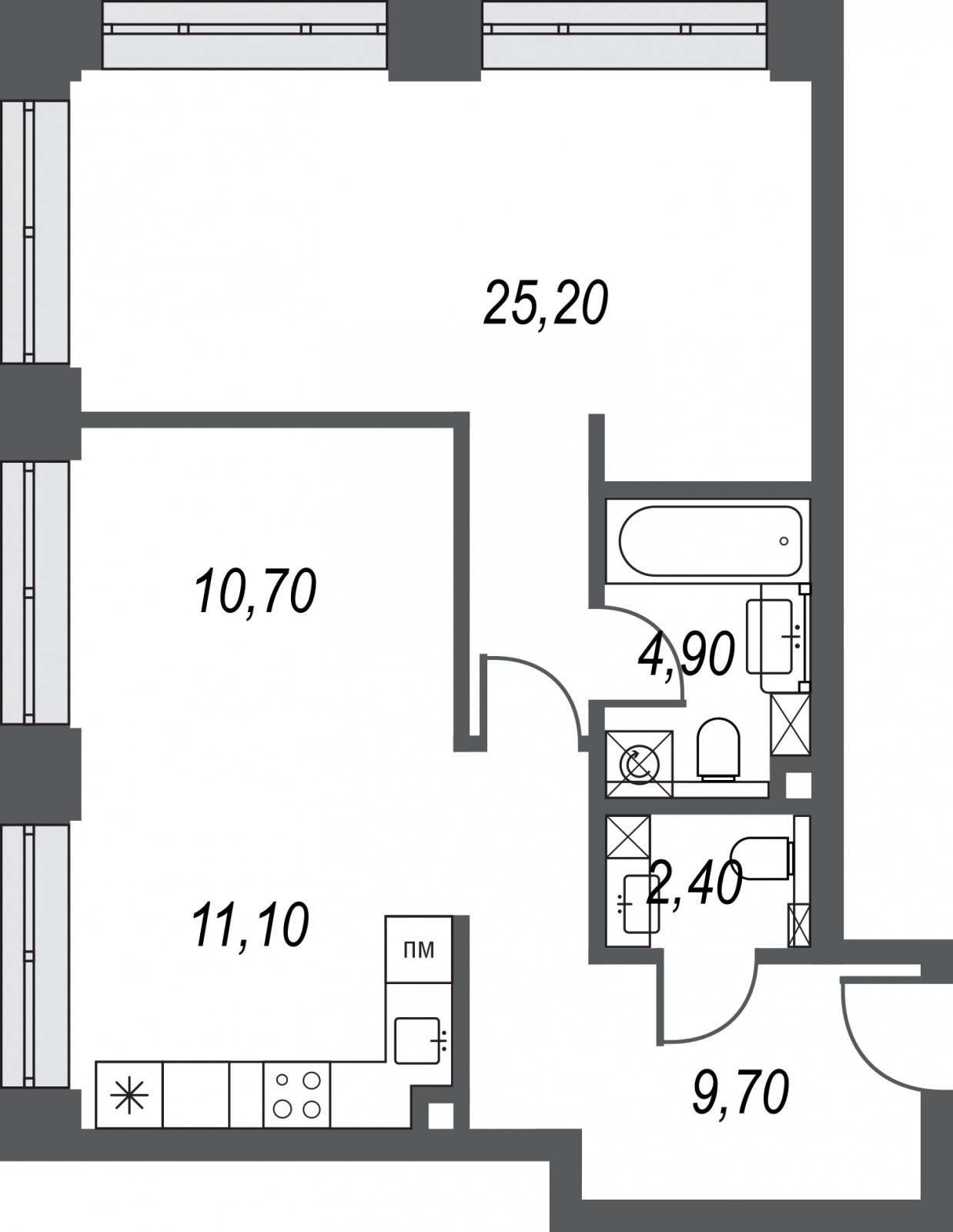 2-комнатная квартира без отделки, 64.1 м2, 9 этаж, дом сдан, ЖК AFI Park Воронцовский, корпус 5 - объявление 2347005 - фото №1