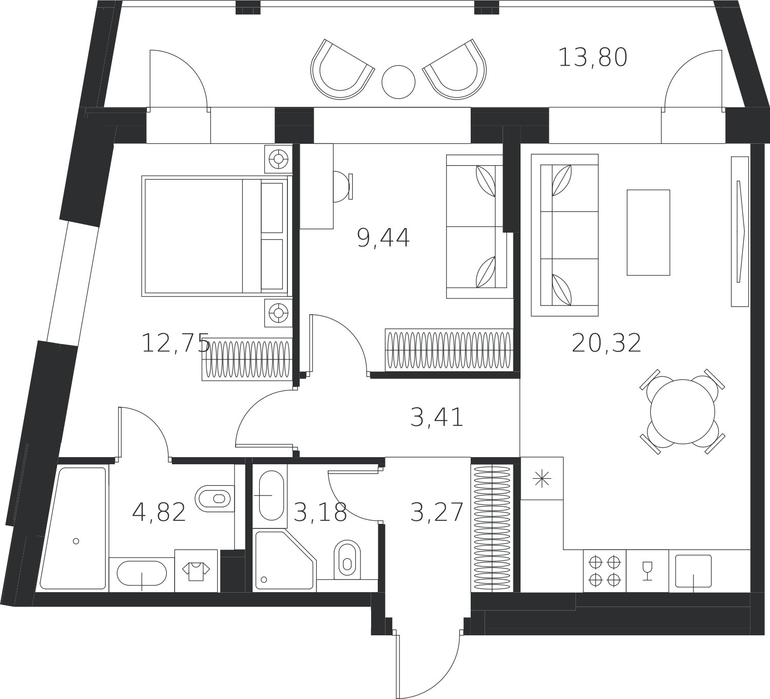 2-комнатная квартира без отделки, 64.09 м2, 7 этаж, сдача 4 квартал 2024 г., ЖК FØRST, корпус 1 - объявление 2366009 - фото №1