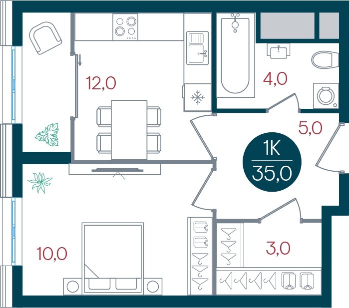 1-комнатная квартира без отделки, 35 м2, 4 этаж, дом сдан, ЖК РУСИЧ Новые Котельники, корпус 3 - объявление 2433644 - фото №1