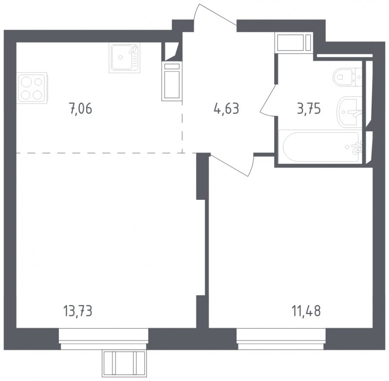 2-комнатная квартира с полной отделкой, 40.65 м2, 15 этаж, сдача 3 квартал 2023 г., ЖК Томилино Парк, корпус 4.1 - объявление 1570592 - фото №1