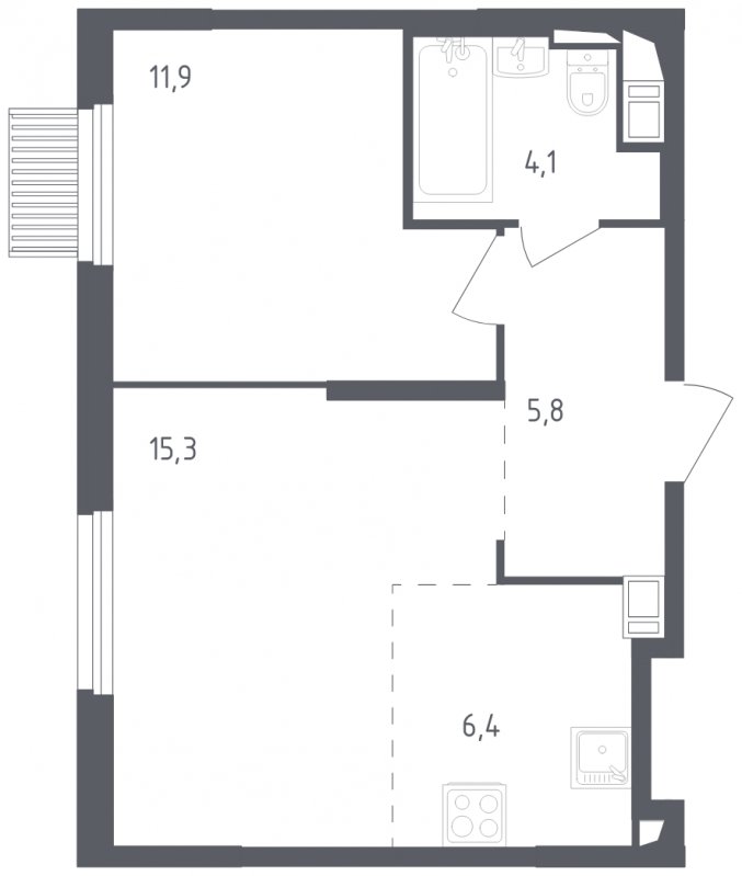 2-комнатная квартира с полной отделкой, 43.5 м2, 16 этаж, сдача 2 квартал 2024 г., ЖК Мытищи Парк, корпус 3 - объявление 1822121 - фото №1
