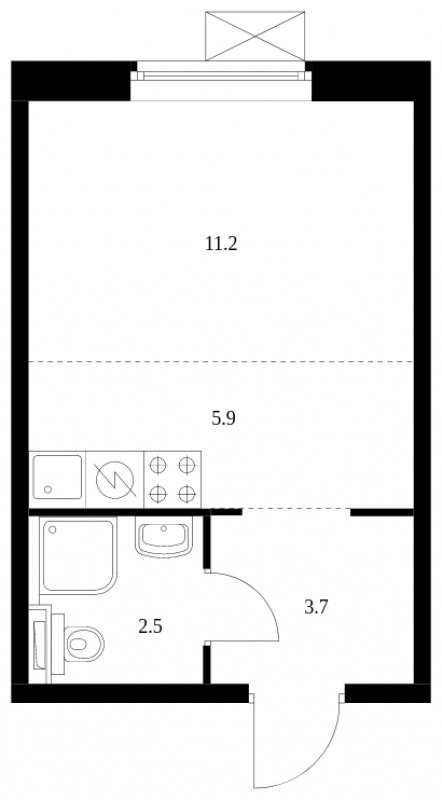 Студия с полной отделкой, 23.3 м2, 6 этаж, сдача 4 квартал 2023 г., ЖК Бунинские луга, корпус 3.1.2 - объявление 1756944 - фото №1