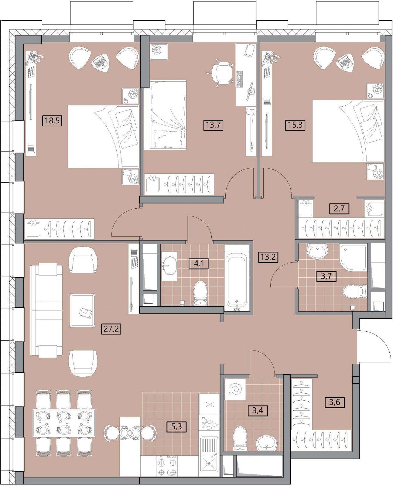 3-комнатная квартира с полной отделкой, 111.6 м2, 18 этаж, дом сдан, ЖК Вестердам, корпус 3 - объявление 2176898 - фото №1