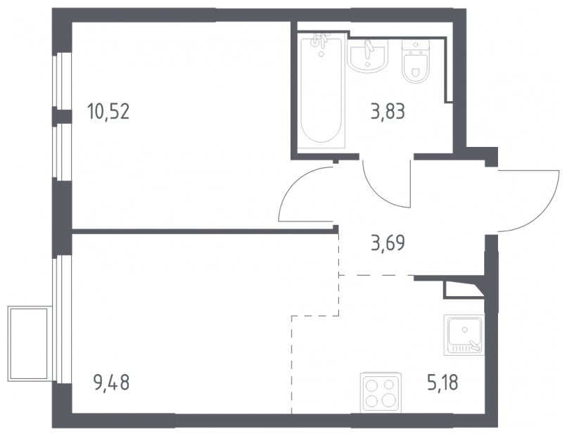 2-комнатная квартира (евро) с полной отделкой, 32.7 м2, 10 этаж, сдача 4 квартал 2024 г., ЖК Остафьево, корпус 15 - объявление 1953295 - фото №1