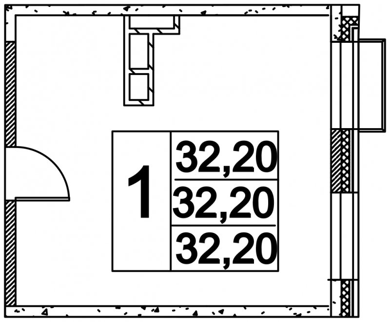Студия без отделки, 32.2 м2, 3 этаж, дом сдан, ЖК Легендарный Квартал на Березовой  аллее, корпус 3 - объявление 1746217 - фото №1