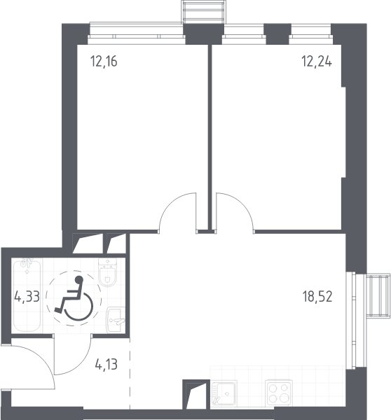 2-комнатная квартира с полной отделкой, 51.4 м2, 2 этаж, сдача 2 квартал 2023 г., ЖК Квартал Спутник, корпус 13 - объявление 2065968 - фото №1