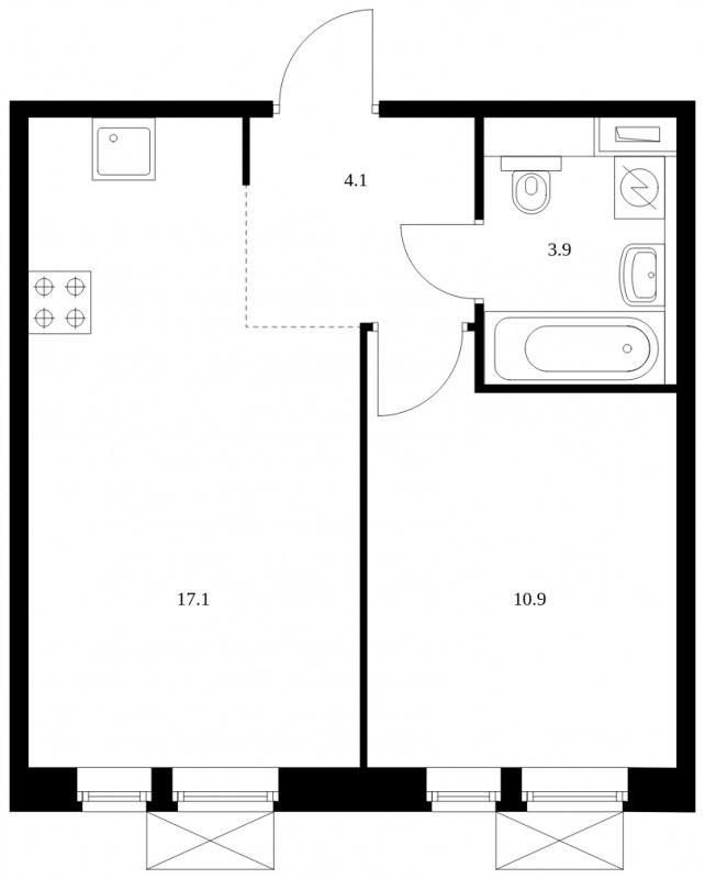 1-комнатная квартира с полной отделкой, 36 м2, 3 этаж, сдача 2 квартал 2023 г., ЖК Ильинские Луга, корпус 11 - объявление 1594533 - фото №1