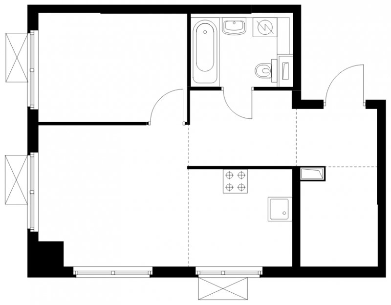 2-комнатная квартира (евро) с полной отделкой, 43.9 м2, 4 этаж, сдача 1 квартал 2025 г., ЖК Бунинские луга, корпус 3.8.1 - объявление 1887994 - фото №1