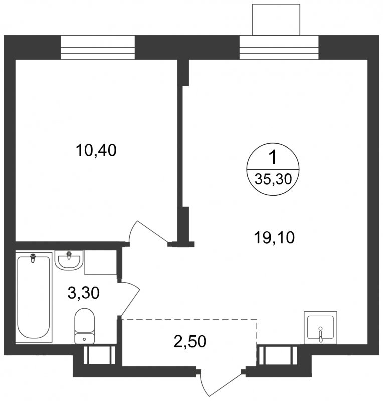 1-комнатные апартаменты с полной отделкой, 35.3 м2, 17 этаж, сдача 1 квартал 2023 г., ЖК Люберцы, корпус 65 - объявление 1537676 - фото №1
