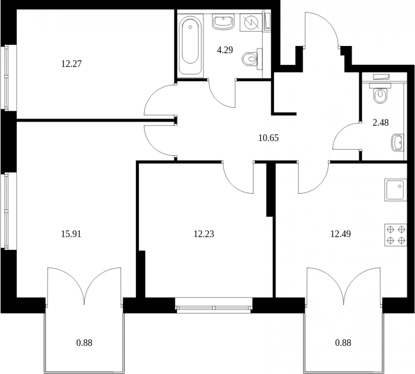 3-комнатная квартира с полной отделкой, 72.08 м2, 3 этаж, сдача 1 квартал 2024 г., ЖК Green Park, корпус 8 - объявление 2026273 - фото №1