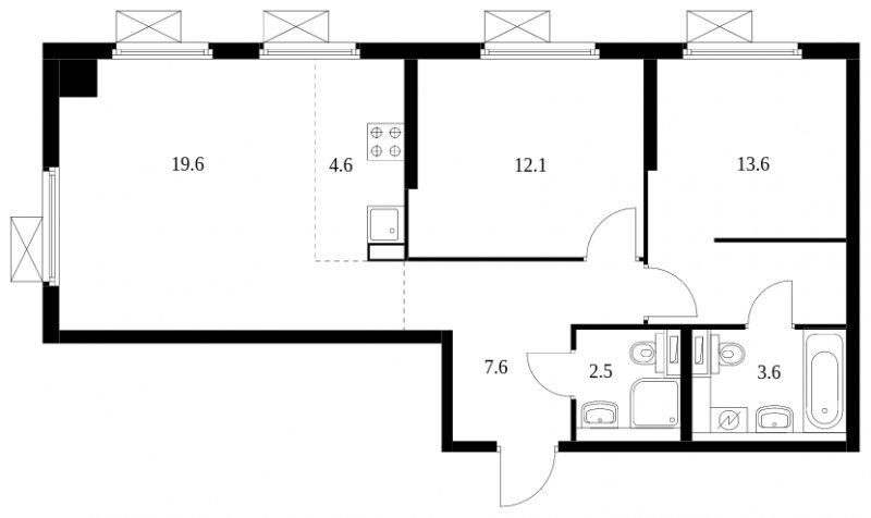 3-комнатная квартира с полной отделкой, 63.6 м2, 17 этаж, сдача 2 квартал 2024 г., ЖК Митинский лес, корпус 1.4 - объявление 1679417 - фото №1