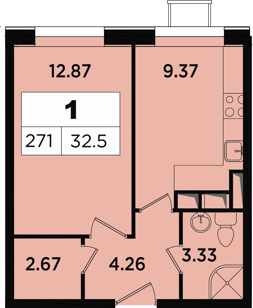 1-комнатные апартаменты без отделки, 31.2 м2, 12 этаж, дом сдан, ЖК Легендарный Квартал на Березовой  аллее, корпус 1 - объявление 2349094 - фото №1