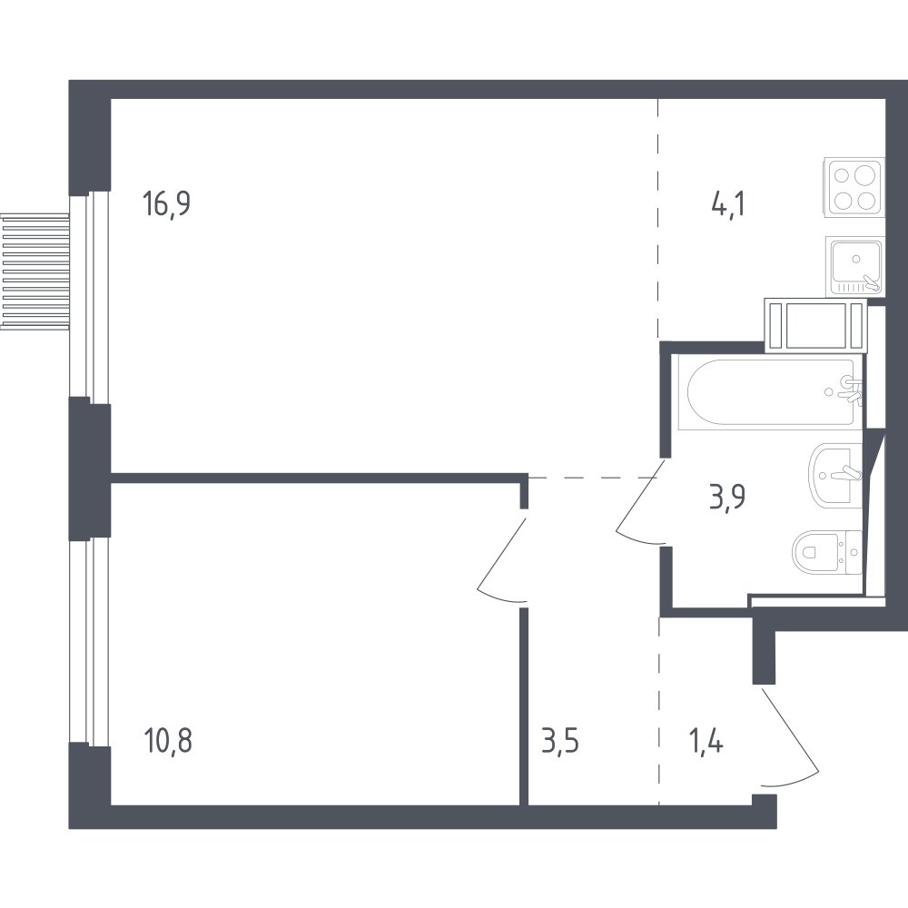 2-комнатная квартира с полной отделкой, 40.6 м2, 15 этаж, сдача 2 квартал 2025 г., ЖК Мытищи Парк, корпус 4 - объявление 2186966 - фото №1
