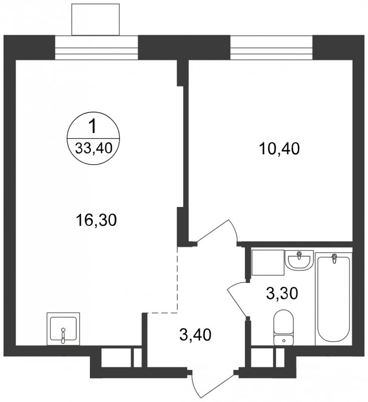 1-комнатные апартаменты с полной отделкой, 33.4 м2, 16 этаж, сдача 1 квартал 2023 г., ЖК Люберцы, корпус 65 - объявление 1503272 - фото №1