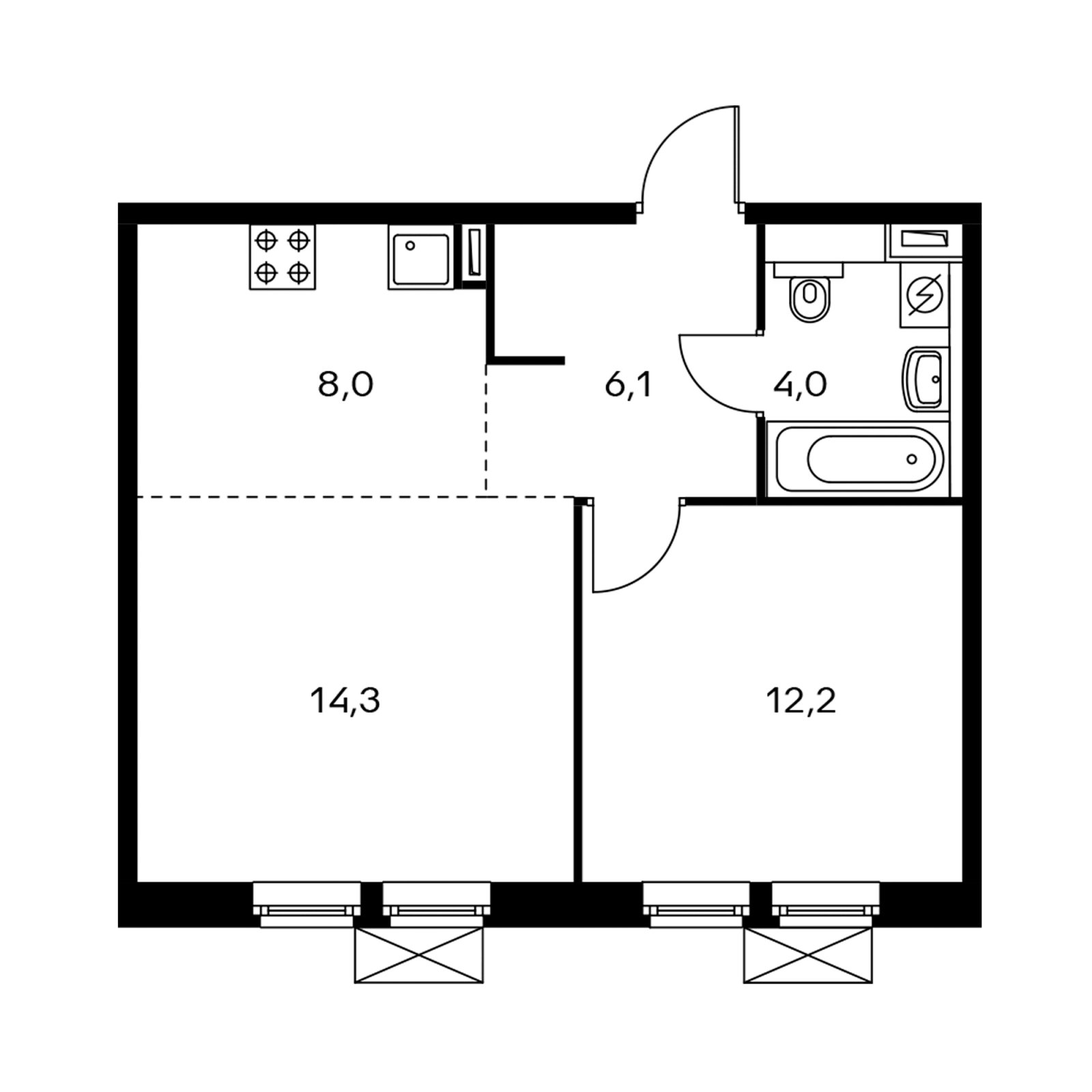 1-комнатная квартира с полной отделкой, 44.1 м2, 3 этаж, дом сдан, ЖК Мякинино парк, корпус 2.2 - объявление 2367826 - фото №1
