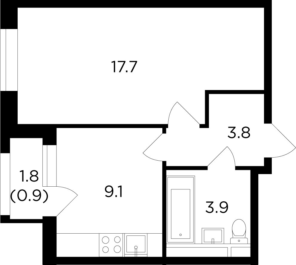 1-комнатная квартира с полной отделкой, 35.38 м2, 12 этаж, дом сдан, ЖК Филатов Луг, корпус 3 - объявление 2183211 - фото №1
