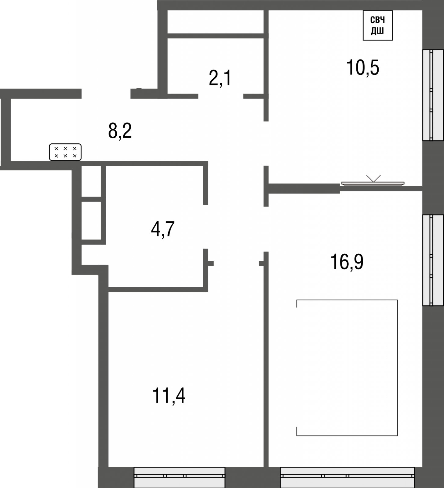 2-комнатная квартира без отделки, 55.1 м2, 16 этаж, сдача 1 квартал 2024 г., ЖК Сиреневый Парк, корпус 32 - объявление 2291663 - фото №1