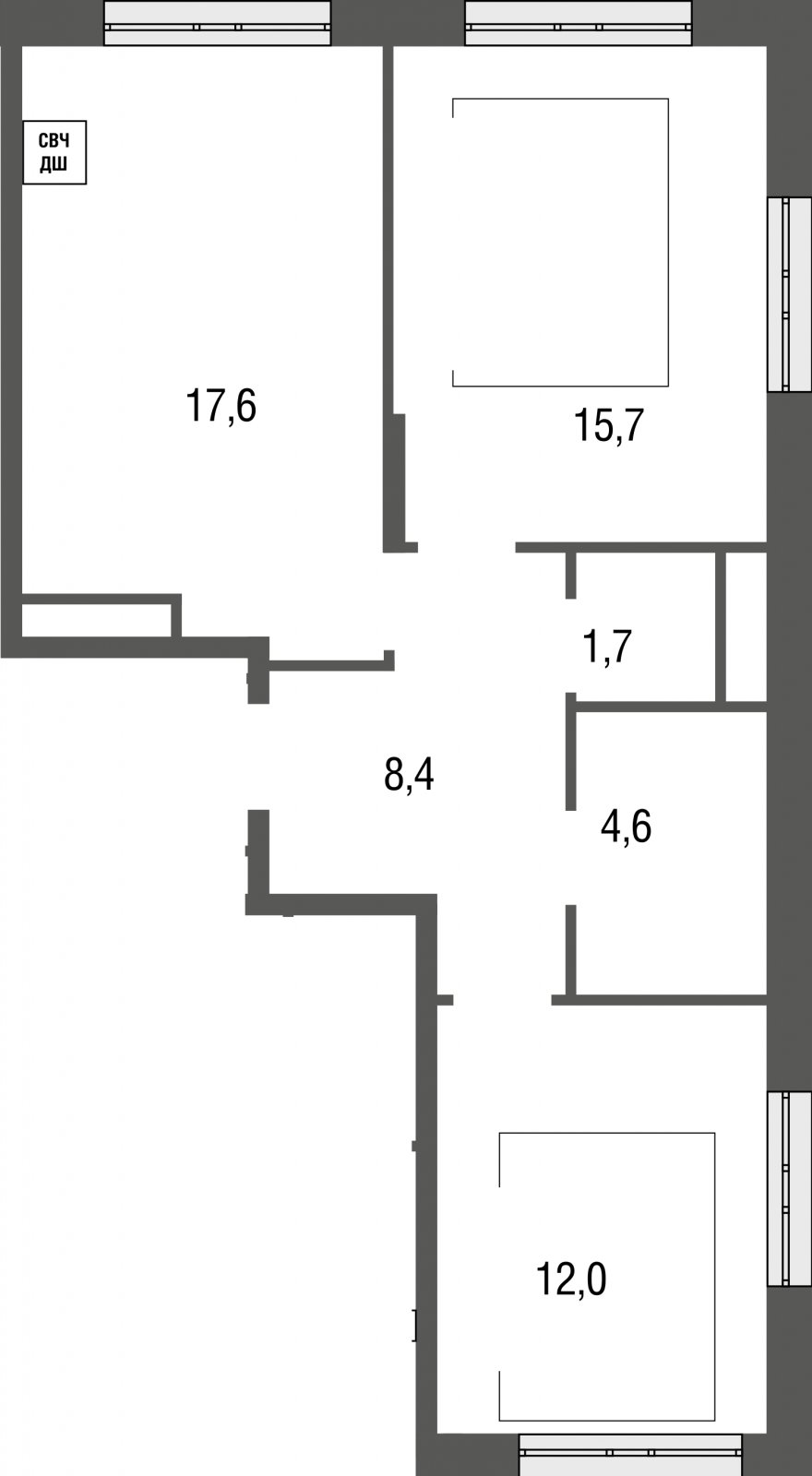 3-комнатная квартира без отделки, 61.6 м2, 3 этаж, сдача 1 квартал 2024 г., ЖК Сиреневый Парк, корпус 32 - объявление 2205495 - фото №1
