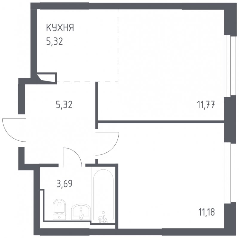 2-комнатная квартира с полной отделкой, 37.28 м2, 2 этаж, сдача 4 квартал 2023 г., ЖК Остафьево, корпус 11.2 - объявление 1744498 - фото №1
