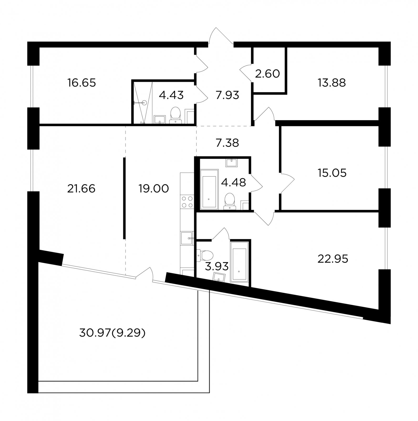 5-комнатная квартира без отделки, 149.23 м2, 15 этаж, дом сдан, ЖК FORIVER, корпус 9 - объявление 2286532 - фото №1