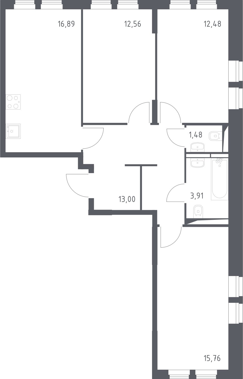 3-комнатная квартира с полной отделкой, 76.08 м2, 11 этаж, сдача 1 квартал 2025 г., ЖК Остафьево, корпус 19 - объявление 2291691 - фото №1