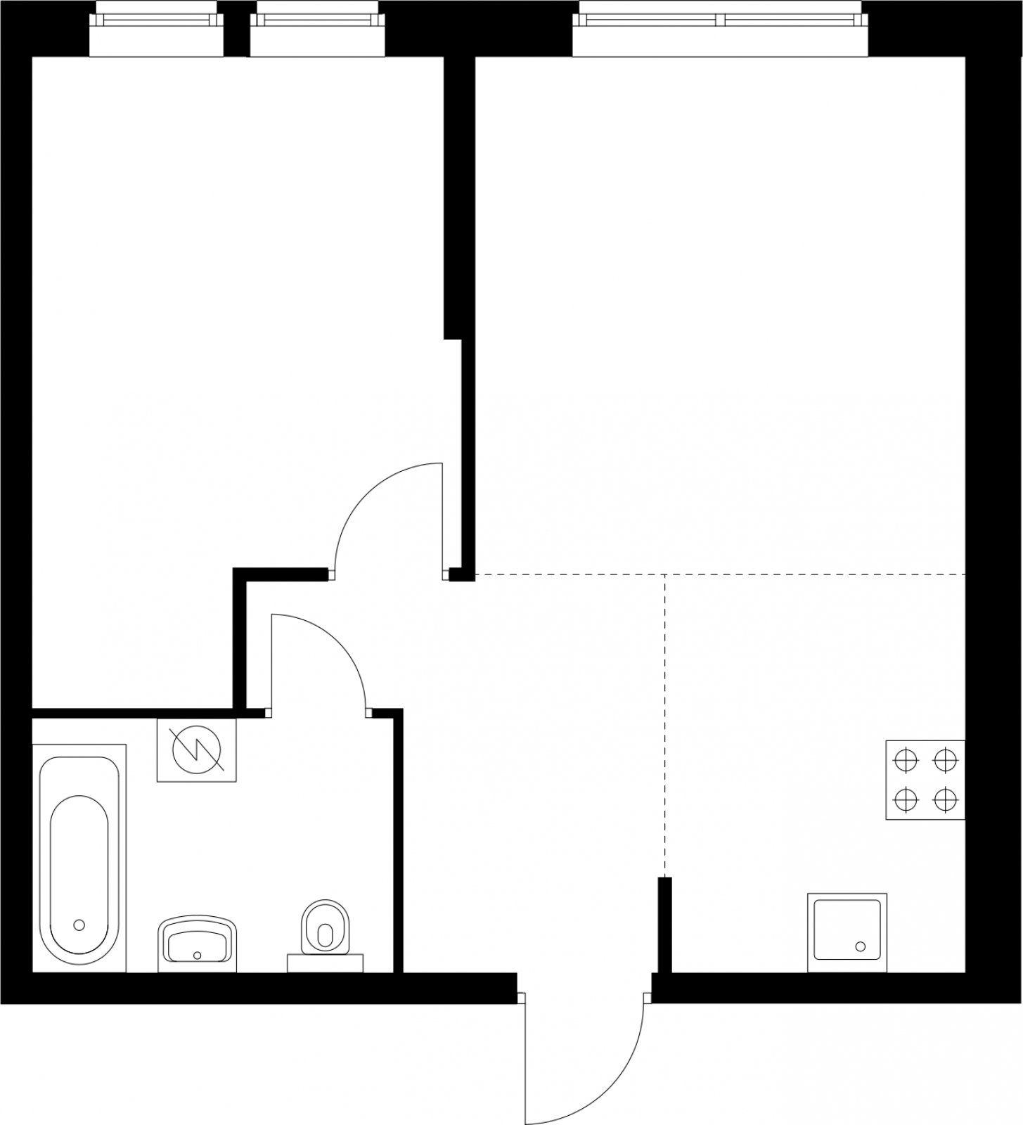 1-комнатная квартира с частичной отделкой, 46.4 м2, 2 этаж, дом сдан, ЖК Кронштадтский 9, корпус 1.4 - объявление 2336040 - фото №1