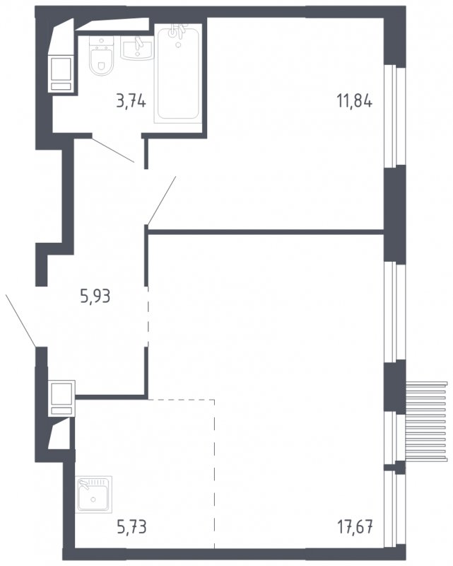 2-комнатная квартира с полной отделкой, 44.91 м2, 15 этаж, сдача 3 квартал 2023 г., ЖК Мытищи Парк, корпус 2 - объявление 1636145 - фото №1