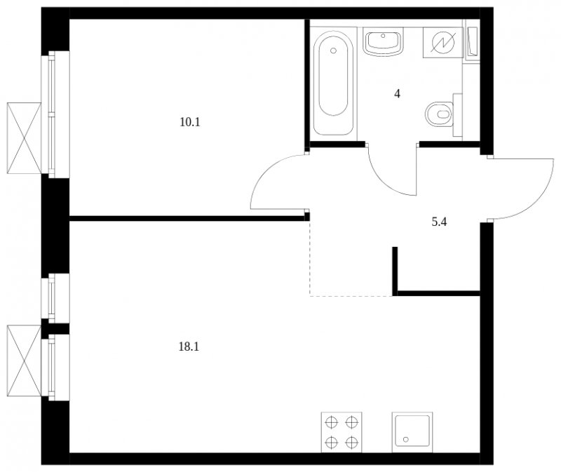 1-комнатная квартира с полной отделкой, 37.6 м2, 25 этаж, сдача 1 квартал 2023 г., ЖК Бутово Парк 2, корпус 20-22.5 - объявление 1554992 - фото №1