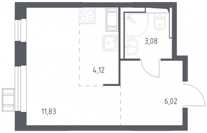 1-комнатная квартира с полной отделкой, 25.05 м2, 4 этаж, сдача 2 квартал 2023 г., ЖК Томилино Парк, корпус 4.3 - объявление 1702251 - фото №1
