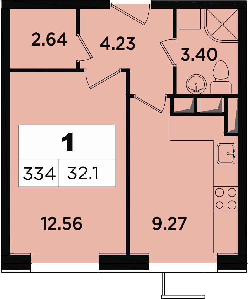1-комнатные апартаменты без отделки, 30.4 м2, 15 этаж, дом сдан, ЖК Легендарный Квартал на Березовой  аллее, корпус 1 - объявление 2349075 - фото №1