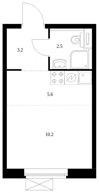 Студия с полной отделкой, 21.5 м2, 2 этаж, сдача 3 квартал 2024 г., ЖК Люблинский парк, корпус 15 - объявление 1696688 - фото №1