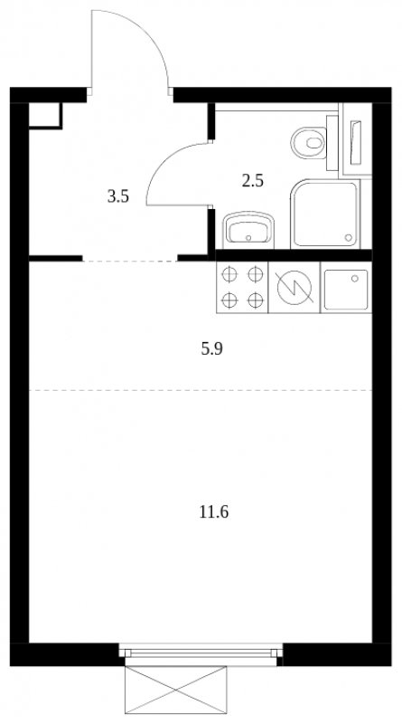 Студия с полной отделкой, 23.5 м2, 19 этаж, сдача 2 квартал 2024 г., ЖК Академика Павлова, корпус 56 - объявление 1951017 - фото №1