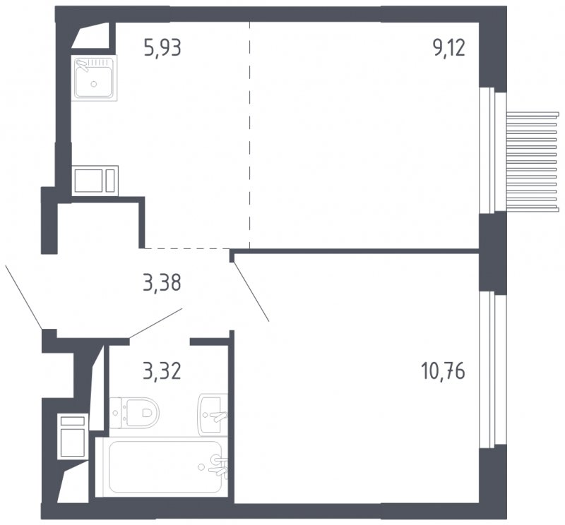 2-комнатная квартира с полной отделкой, 32.51 м2, 14 этаж, сдача 3 квартал 2023 г., ЖК Мытищи Парк, корпус 2 - объявление 1659062 - фото №1