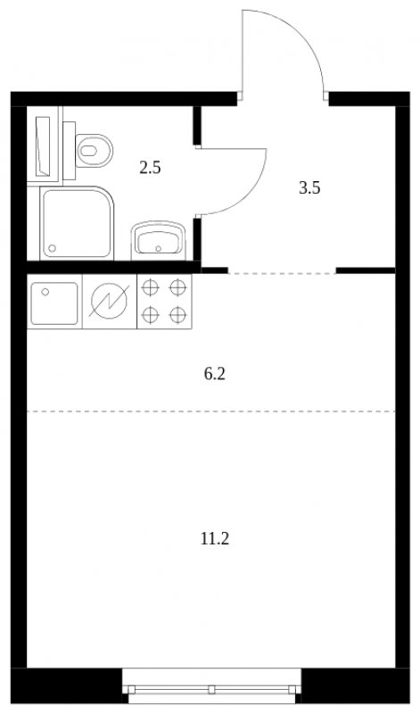 Студия с полной отделкой, 23.4 м2, 1 этаж, сдача 3 квартал 2023 г., ЖК Середневский лес, корпус 1.2 - объявление 1594714 - фото №1