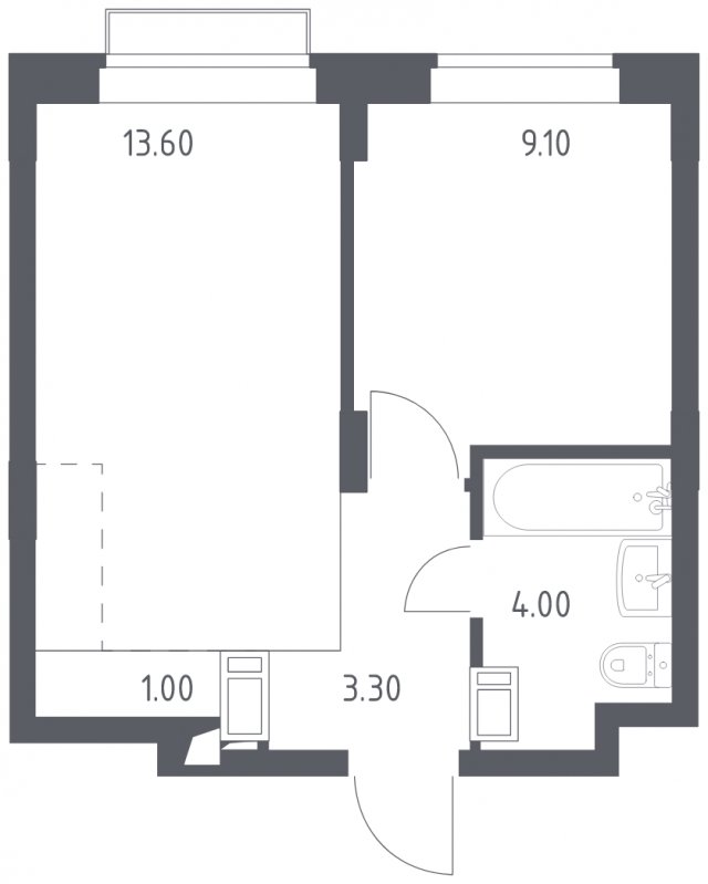 1-комнатная квартира с полной отделкой, 31 м2, 14 этаж, сдача 1 квартал 2023 г., ЖК Алхимово, корпус 3.1 - объявление 1586859 - фото №1