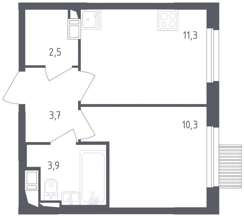 1-комнатная квартира с полной отделкой, 31.7 м2, 17 этаж, сдача 2 квартал 2024 г., ЖК Мытищи Парк, корпус 3 - объявление 1822185 - фото №1