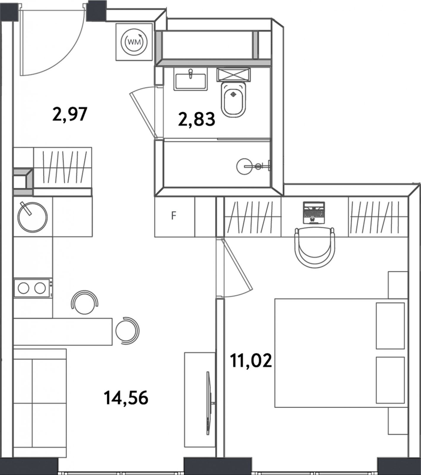 2-комнатные апартаменты с полной отделкой, 32.01 м2, 24 этаж, сдача 4 квартал 2024 г., ЖК Измайловский парк, корпус 1 - объявление 2335483 - фото №1