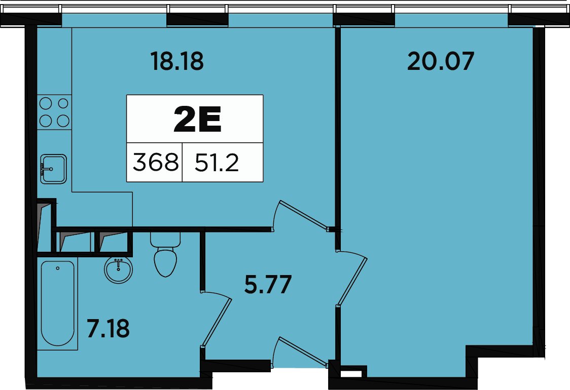 2-комнатные апартаменты без отделки, 49.3 м2, 16 этаж, дом сдан, ЖК Легендарный Квартал на Березовой  аллее, корпус 1 - объявление 2349167 - фото №1