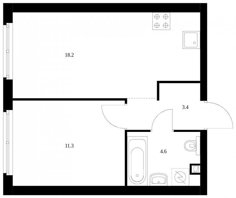 1-комнатная квартира с полной отделкой, 37.5 м2, 25 этаж, сдача 4 квартал 2023 г., ЖК Руставели 14, корпус 1.2 - объявление 1753409 - фото №1