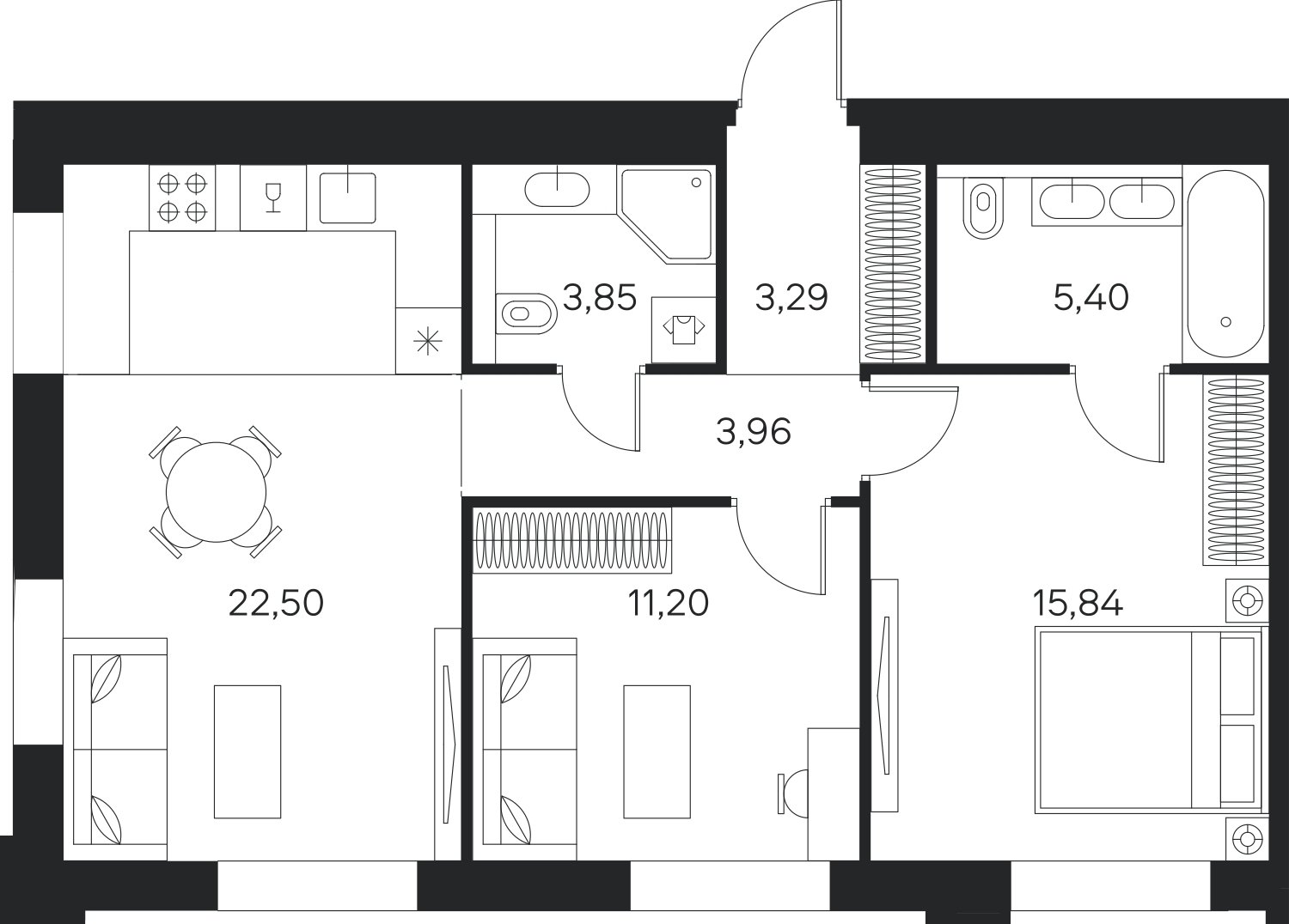 2-комнатная квартира без отделки, 66.04 м2, 17 этаж, сдача 4 квартал 2024 г., ЖК FØRST, корпус 2 - объявление 2329920 - фото №1