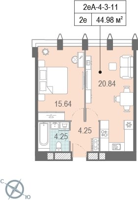 2-комнатная квартира 54.2 м2, 2 этаж, сдача 4 квартал 2023 г., ЖК ЗИЛАРТ, корпус 15 - объявление 2005539 - фото №1